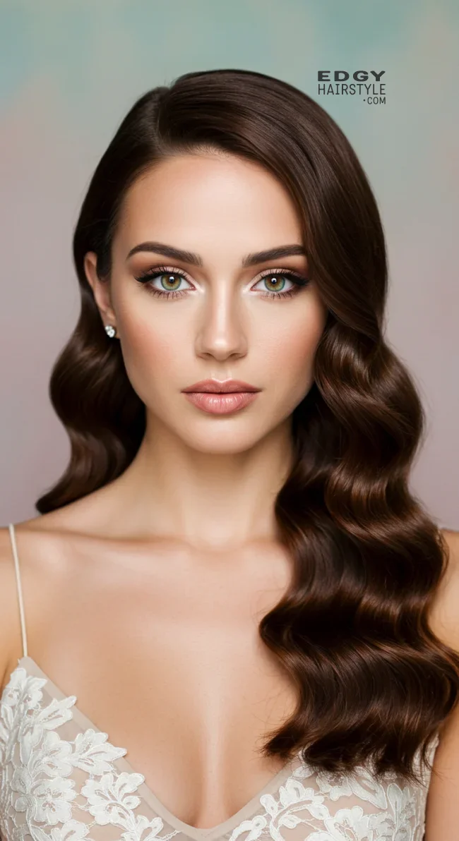 5. Side-Swept Hollywood Waves | How To: Hairstyles For Wedding Guests: 15 Most Beautiful Variants With Step-By-Step Guide