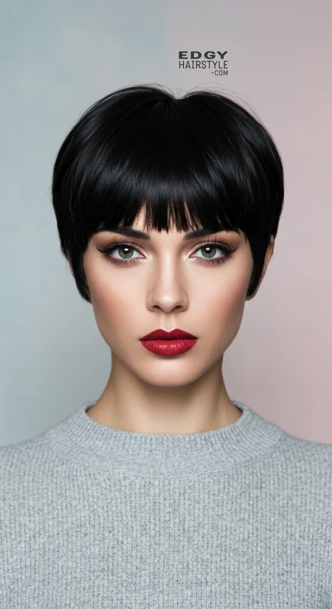 12. Pixie with Bold Bangs | 15 Trendy Low-Maintenance Pixie Haircuts For Fine, Medium Or Thick Hair