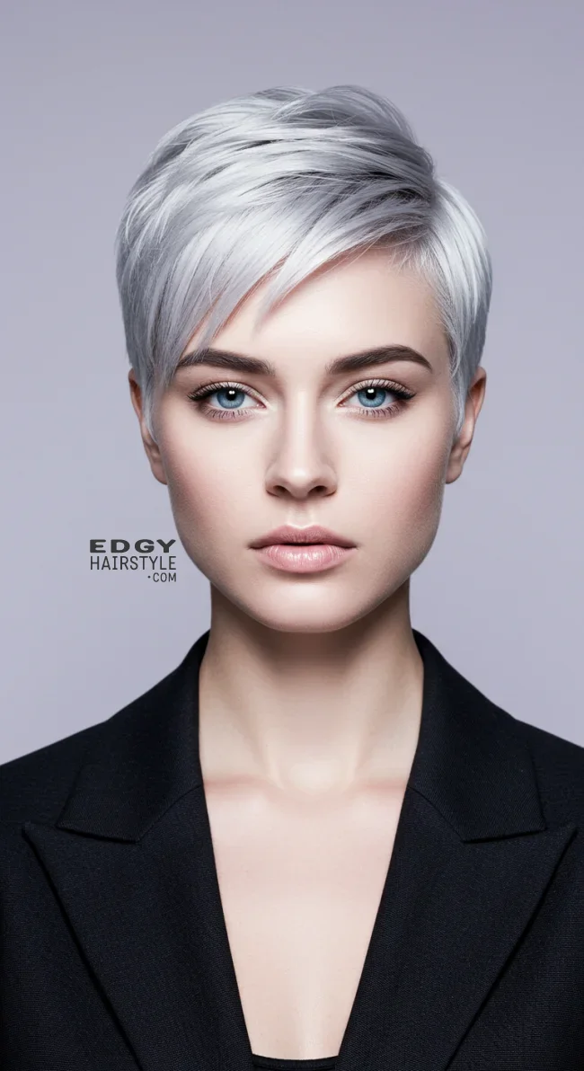 15. Silver or Platinum Pixie Cut | 15 Trendy Low-Maintenance Pixie Haircuts For Fine, Medium Or Thick Hair