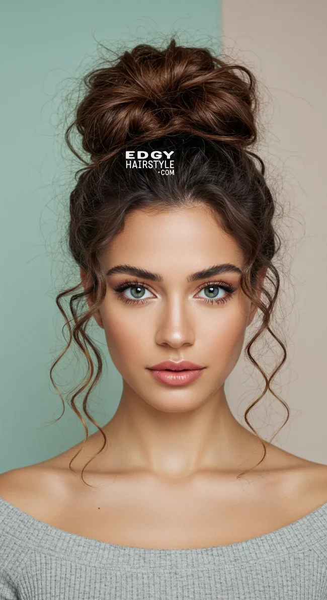 10. Curly Messy Bun | Perfect Messy Bun Ideas In A Short Time - Hairstyle Trick