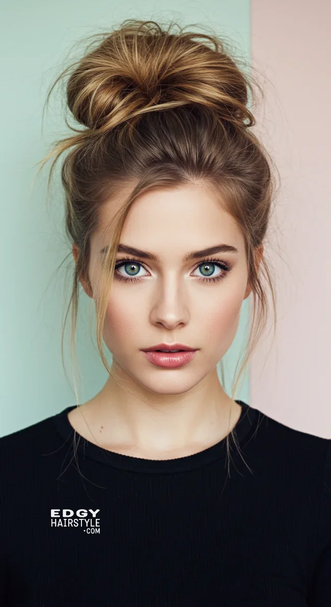 12. Textured Messy Bun with Volume | Perfect Messy Bun Ideas In A Short Time - Hairstyle Trick