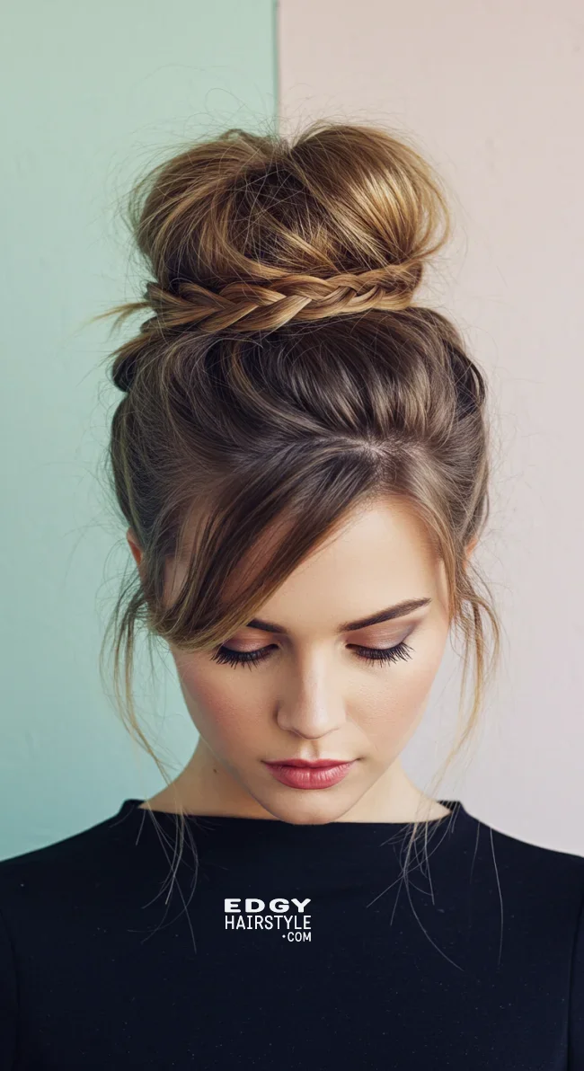 14. Messy Bun with Fishtail Braid | Perfect Messy Bun Ideas In A Short Time - Hairstyle Trick