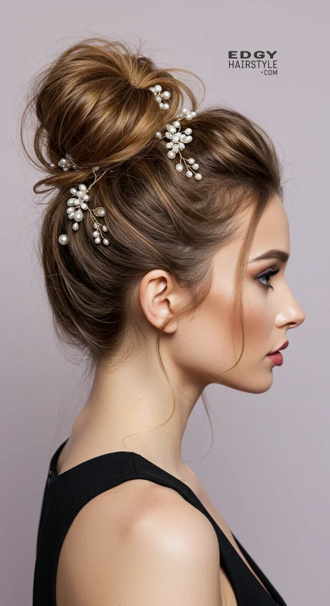 13. Messy Bun with Hair Accessories | Perfect Messy Bun Ideas In A Short Time - Hairstyle Trick