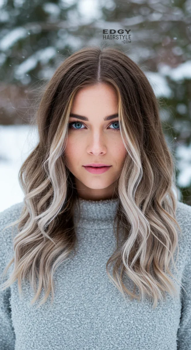 14. Winter Platinum Balayage | 15 Ways To Rock Winter Highlights For Brown Hair