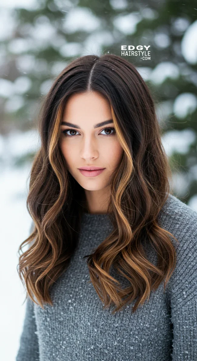 12. Espresso and Caramel Blend | 15 Ways To Rock Winter Highlights For Brown Hair