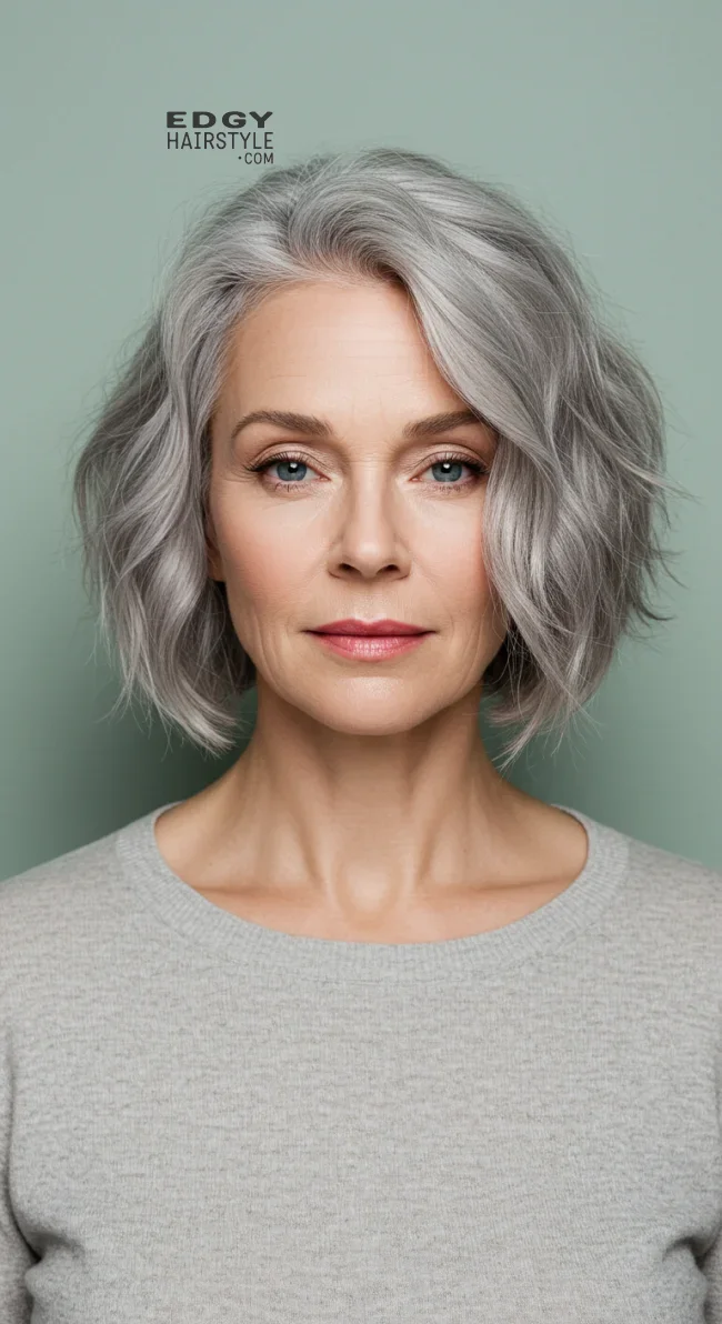 5. Chin-Length Wavy Bob | 15 Popular Hairstyles For Women Over 60