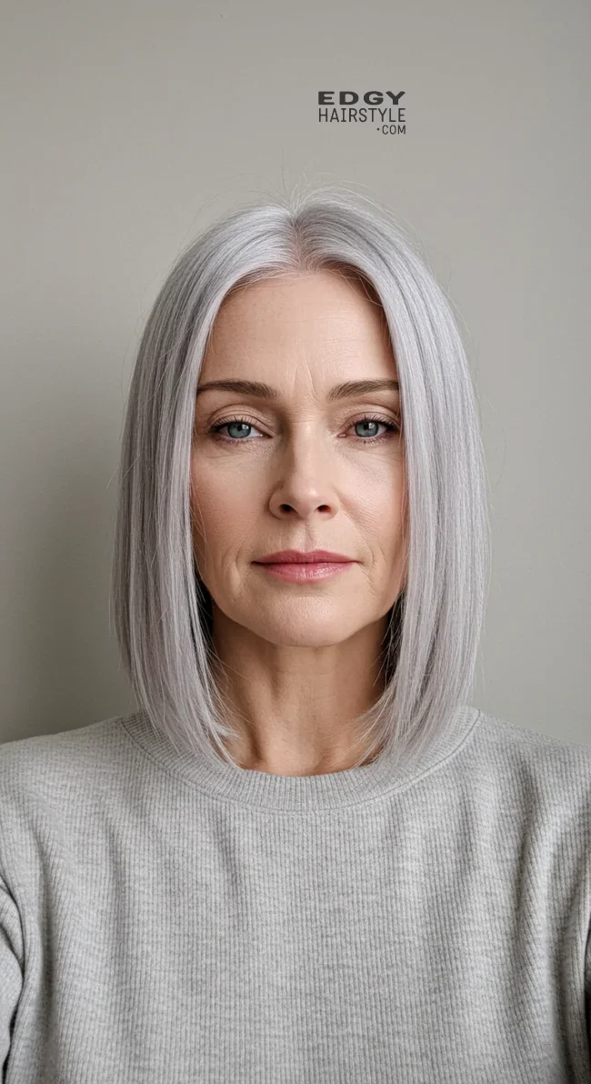 11. Sleek Straight Lob | 15 Popular Hairstyles For Women Over 60