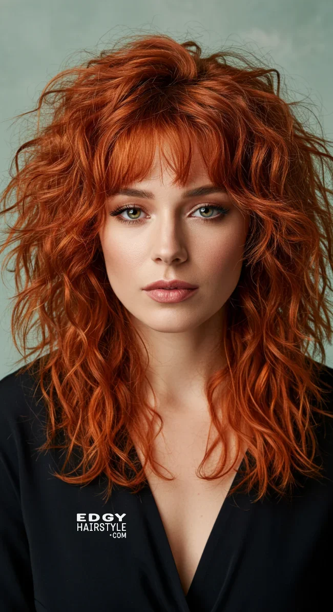 9. Curly Copper Wolf Cut | 10 Daring Medium-Length Wolf Cut Ideas For An Edgy Look