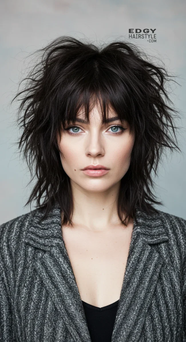 3. Choppy Wolf Cut with Wispy Bangs | 10 Daring Medium-Length Wolf Cut Ideas For An Edgy Look