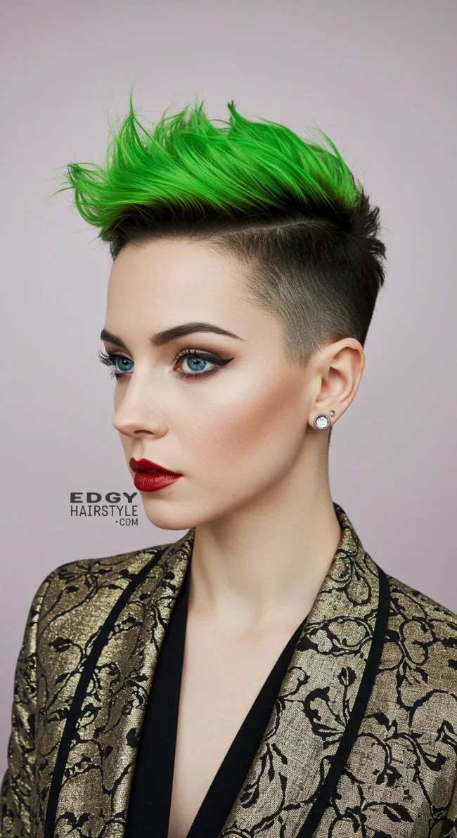 5. Undercut Pixie with Electric Green and Black | Short Haircuts: 2025’S Trendy Two-Tone Styles