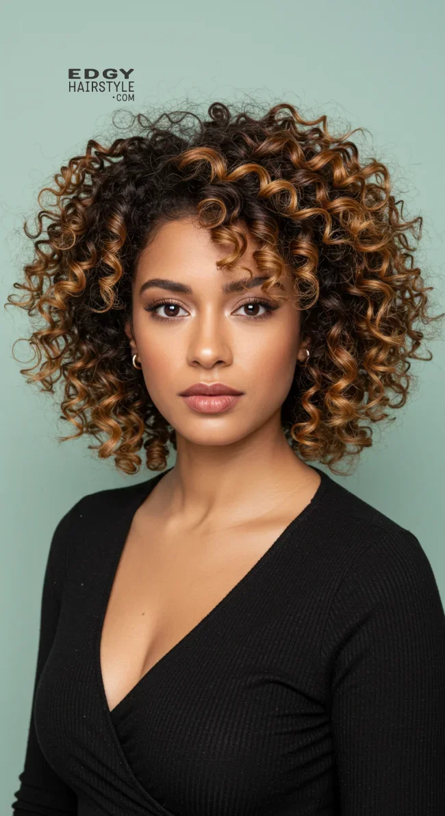 6. Curly Crop with Honey Blonde and Chocolate Brown | Short Haircuts: 2025’S Trendy Two-Tone Styles