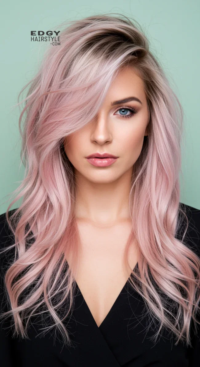 3. Layered Shag with Ash Blonde and Pastel Pink | Short Haircuts: 2025’S Trendy Two-Tone Styles