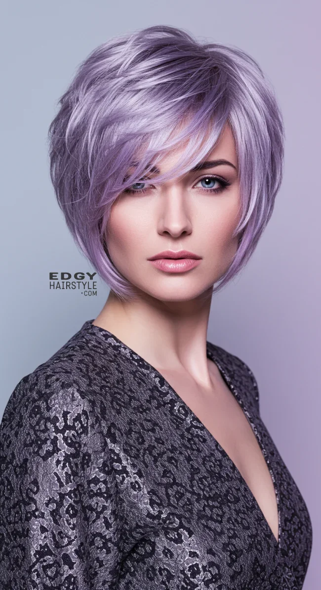 13. Layered Crop with Silver and Lilac Tones | Short Haircuts: 2025’S Trendy Two-Tone Styles