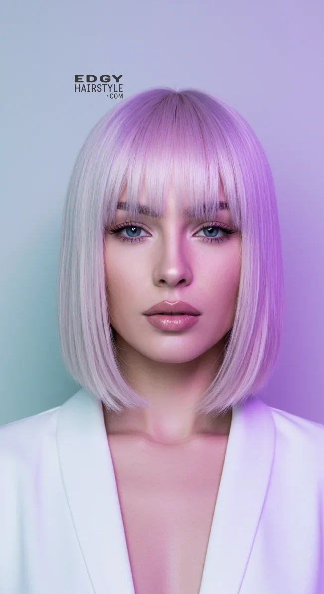 7. Sleek Blunt Bob with Lavender and Platinum | Short Haircuts: 2025’S Trendy Two-Tone Styles
