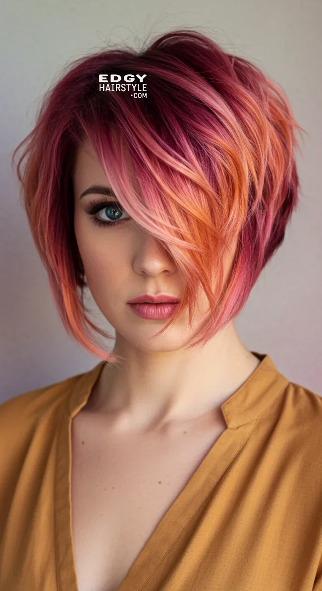 11. Choppy Bob with Sunset Ombre | Short Haircuts: 2025’S Trendy Two-Tone Styles