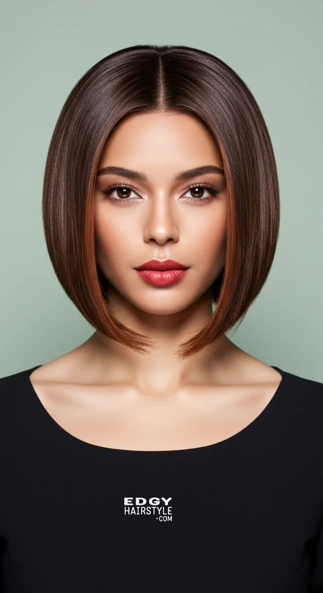 14. Rounded Bob with Copper and Espresso Brown | Short Haircuts: 2025’S Trendy Two-Tone Styles