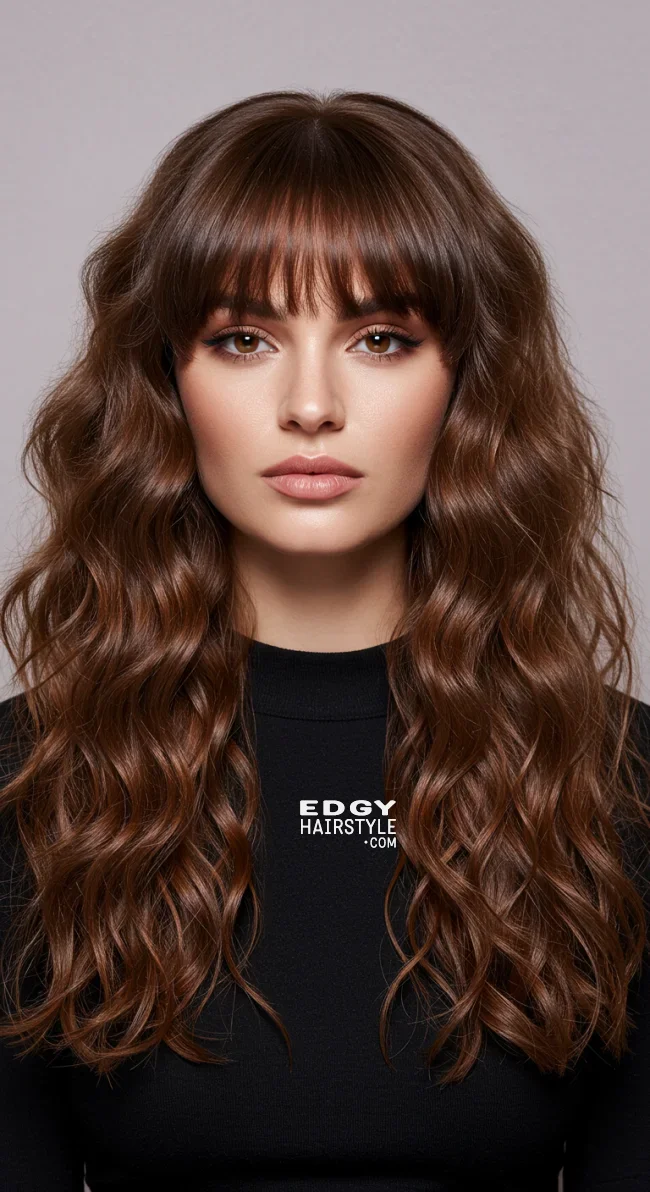 3. Voluminous Curtain Bangs for Wavy Hair | How To Style Bangs For Different Hair Textures: 10 Stunning Looks