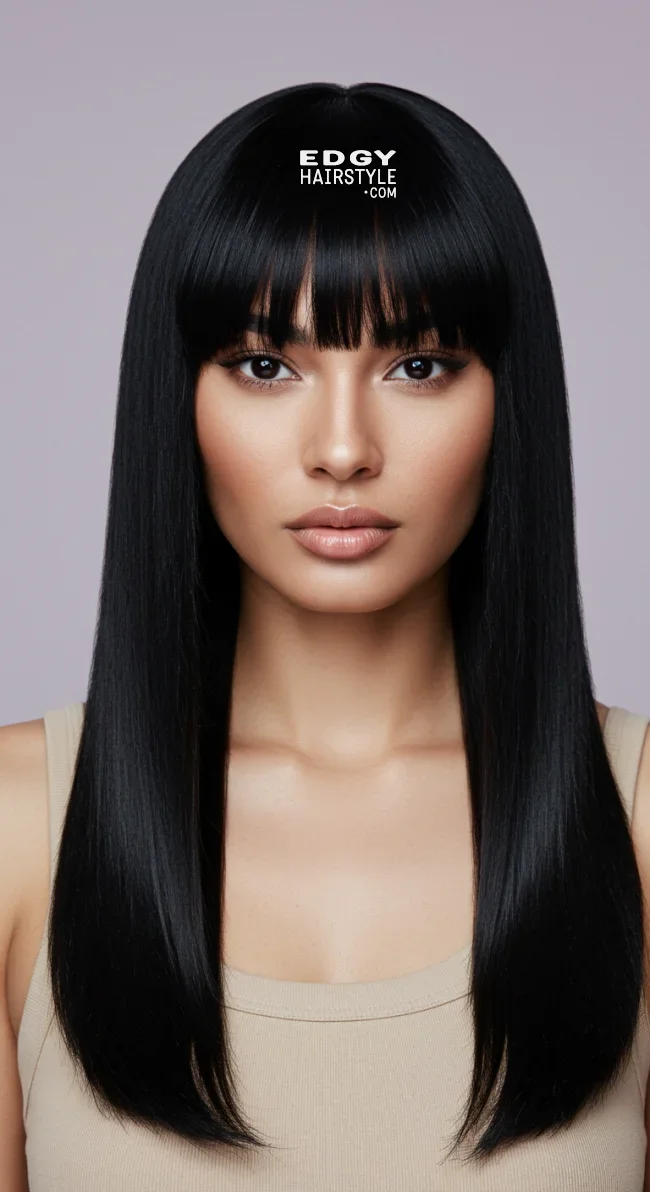 1. Sleek Blunt Bangs for Straight Hair | How To Style Bangs For Different Hair Textures: 10 Stunning Looks