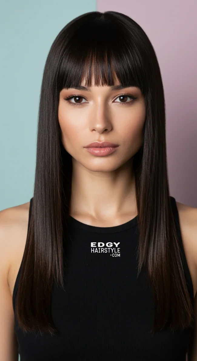 4. Long Blunt Cut | 15 Long Hairstyles For Women Over 50