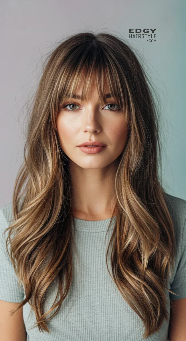 12. Wispy Bangs with Long Hair | 15 Long Hairstyles For Women Over 50