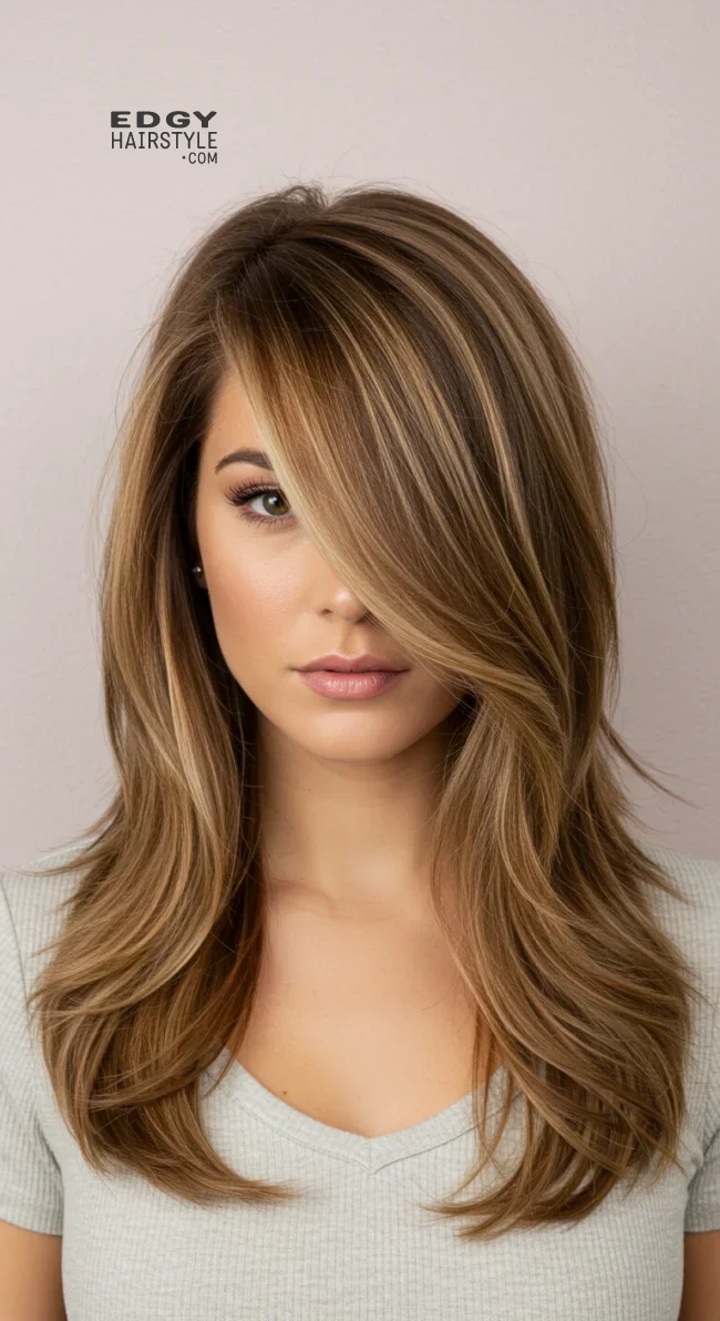 8. Side-Swept Layers | 15 Long Hairstyles For Women Over 50