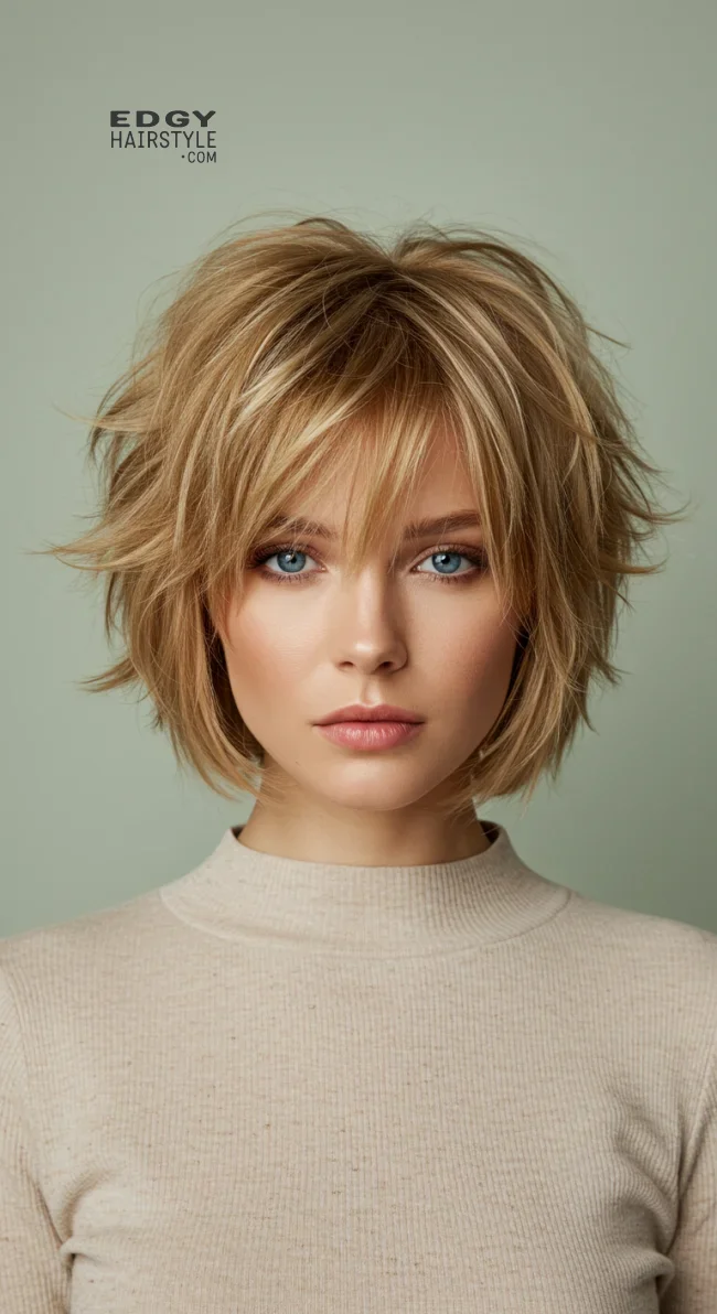 3. Feathered Short Shag With Wispy Bangs | 7 Short Layered Haircuts With Bangs To Switch Up Your Look