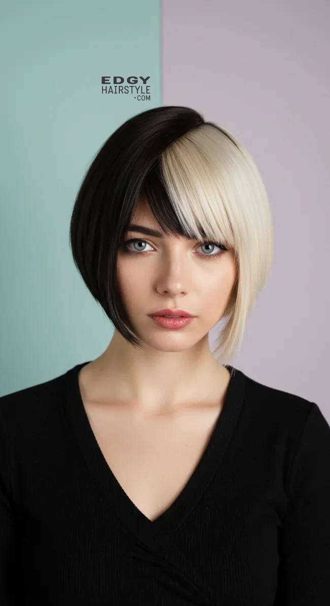 4. Asymmetrical Bob With Blunt Bangs | 7 Short Layered Haircuts With Bangs To Switch Up Your Look