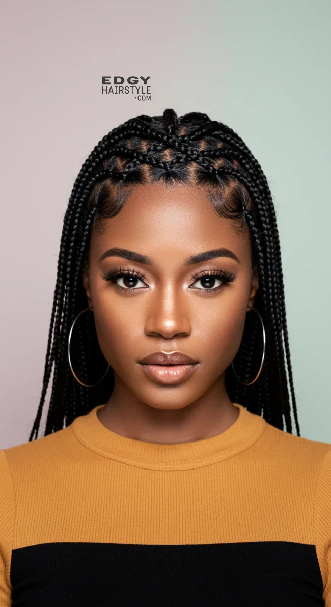 6. Crisscross Braided Half-Up Hairstyle | 10 Cool Half Up Half Down Hairstyles For Black Women