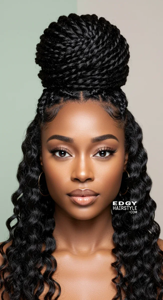 3. Twisted Half-Updo | 10 Cool Half Up Half Down Hairstyles For Black Women