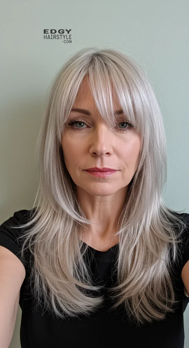 3. Elegant Long Layers with Curtain Bangs | 15 Chic Hairstyles With Bangs For Over 50
