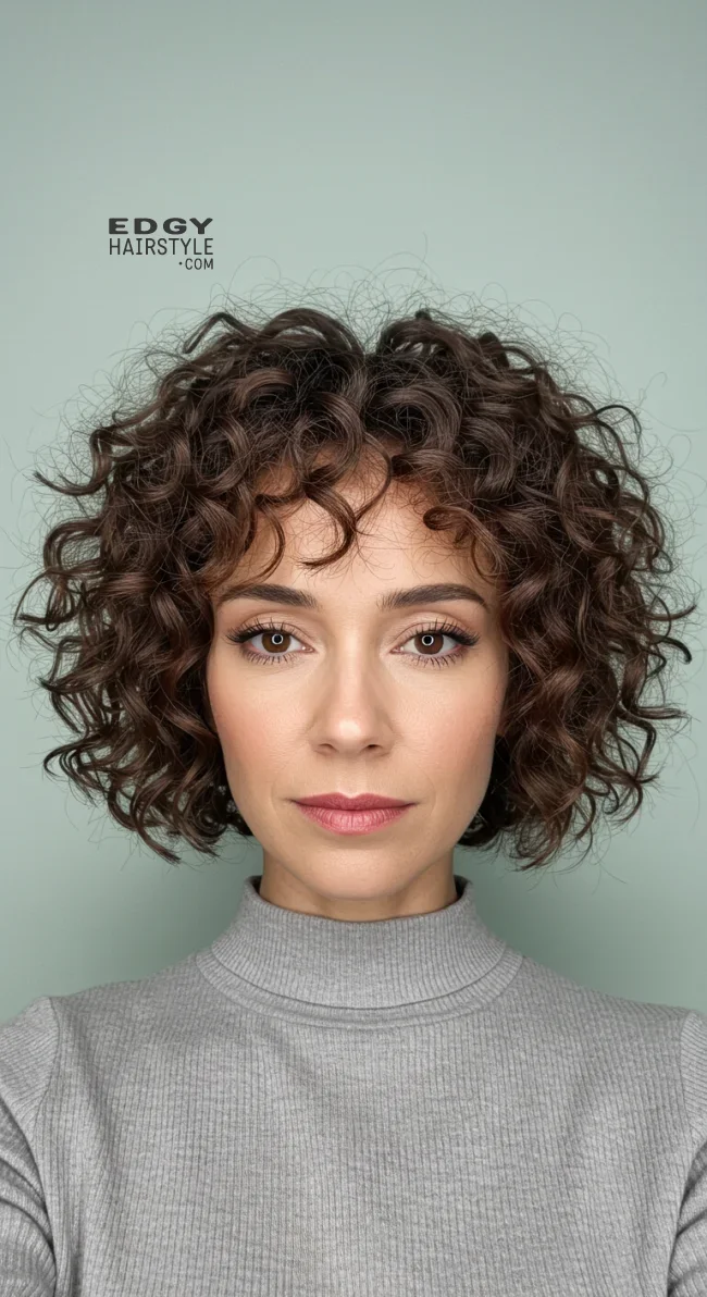 13. Curly Bob with Light Bangs | 15 Chic Hairstyles With Bangs For Over 50