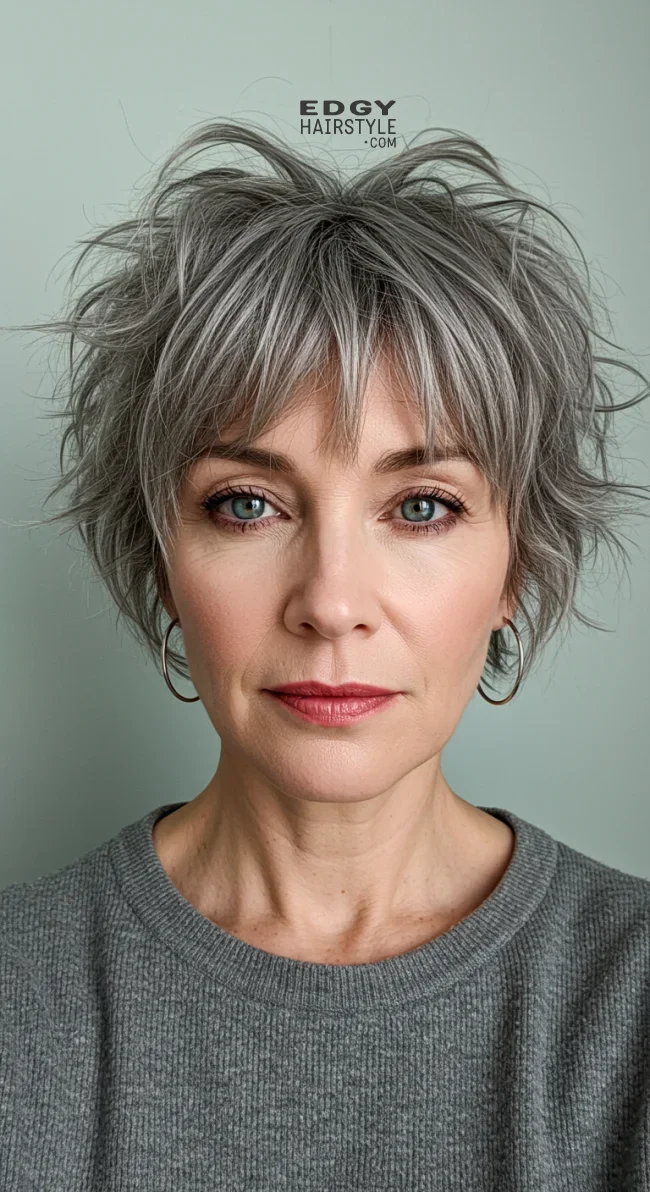 11. Textured Cut with Choppy Bangs | 15 Chic Hairstyles With Bangs For Over 50