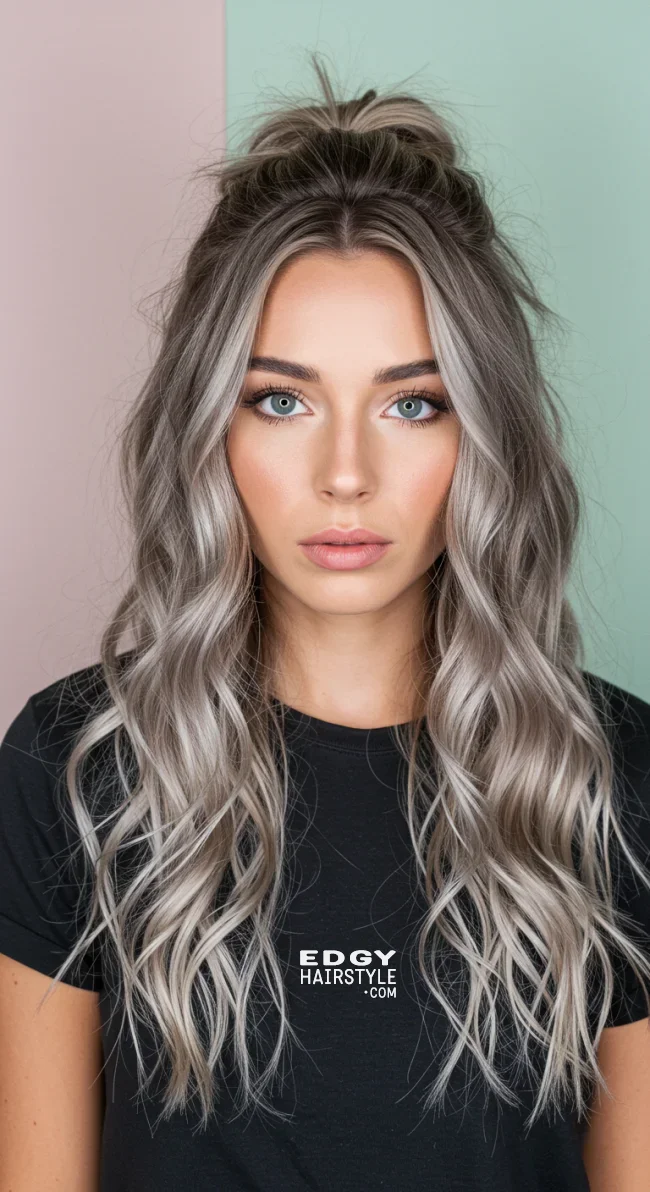 15. Half-Up, Half-Down with Textured Waves | Trendy Hairstyles For Thin Hair That Transform Your Look
