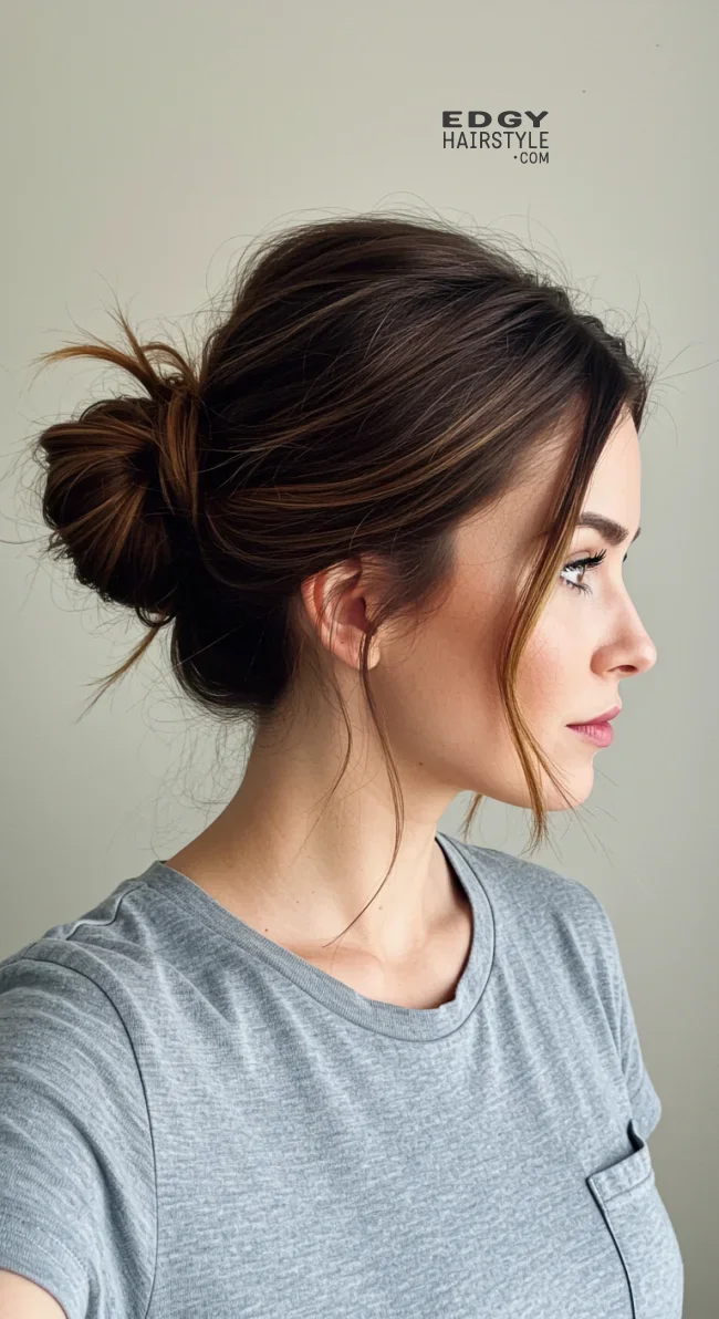 13. Messy Low Bun with Face-Framing Strands | Trendy Hairstyles For Thin Hair That Transform Your Look
