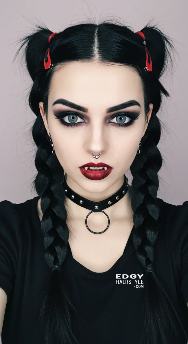 5. Vampire&rsquo;s Twisted Ponytail | Cool And Cute Halloween Hairstyles For Girls