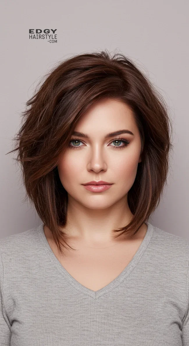 5. Feathered Shoulder-Length Cut | Best Medium-Length Haircuts For Chubby Faces: Style Guide