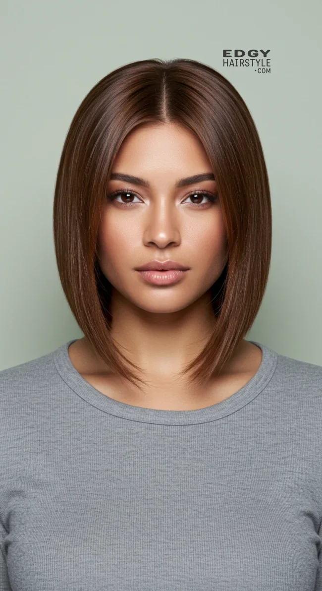 10. Shoulder-Length Straight Hair with Tapered Ends | Best Medium-Length Haircuts For Chubby Faces: Style Guide