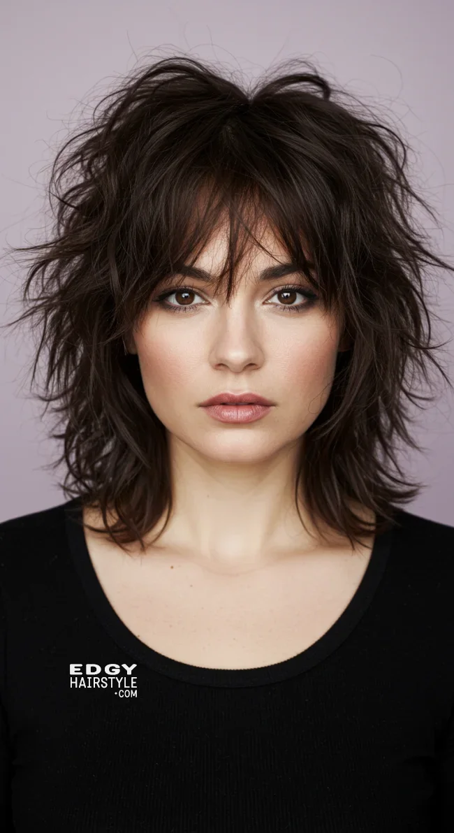 6. Textured Shag Cut | Best Medium-Length Haircuts For Chubby Faces: Style Guide
