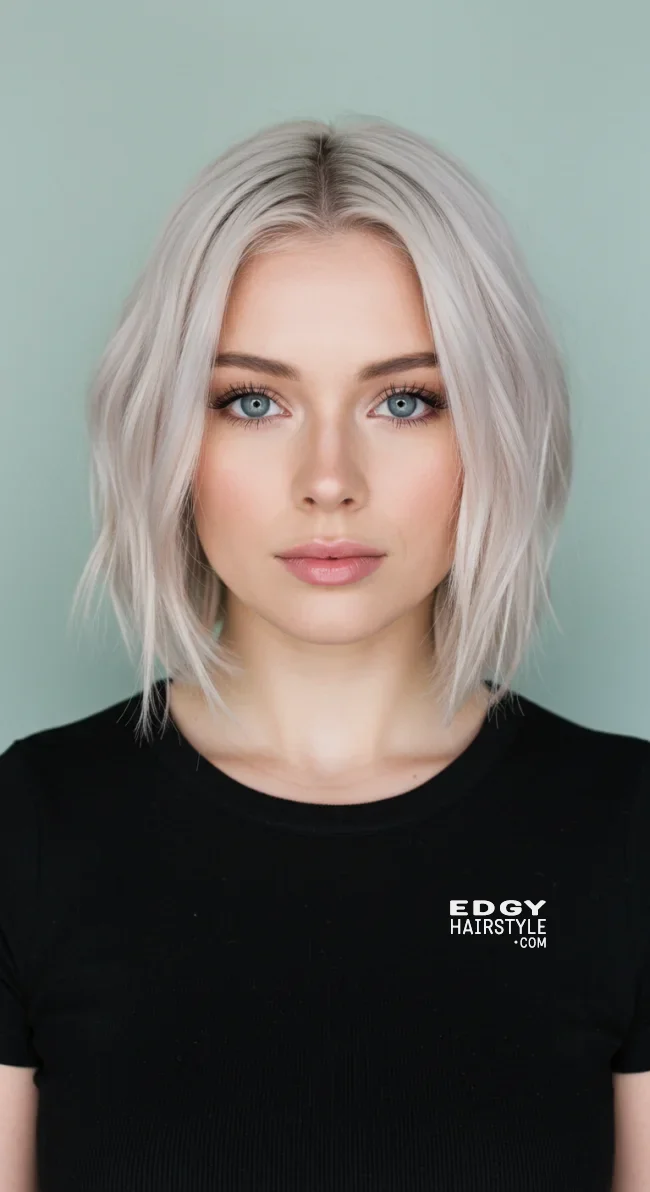 9. A-Line Bob with Slight Waves | Best Medium-Length Haircuts For Chubby Faces: Style Guide