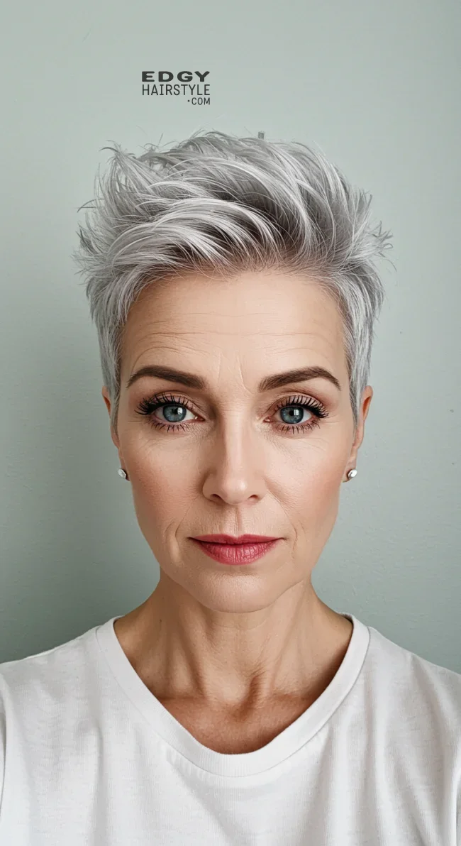 9. Silver Pixie with Undercut | Modern Hairstyles For Older Women