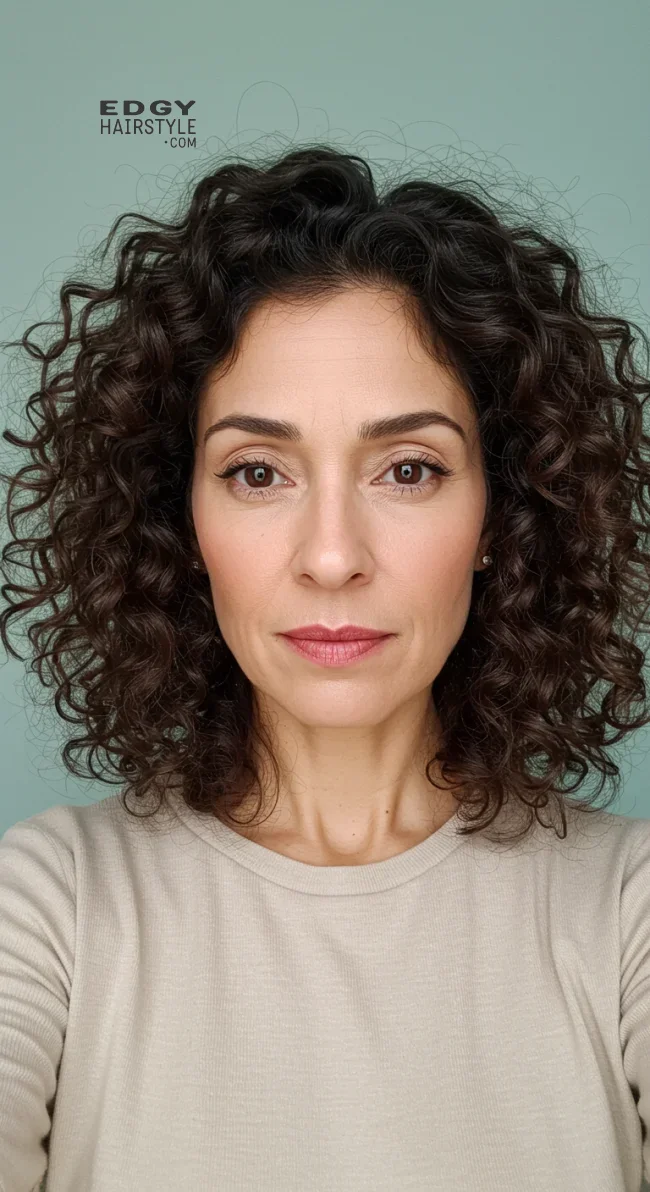 15. Voluminous Curly Shoulder-Length Hair | Modern Hairstyles For Older Women