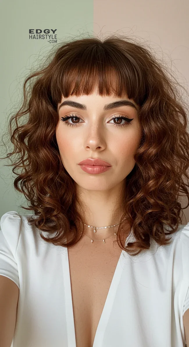 13. Curly Hair with Baby Bangs | 15 Best Curly Hairstyles With Bangs For A Stunning Look!