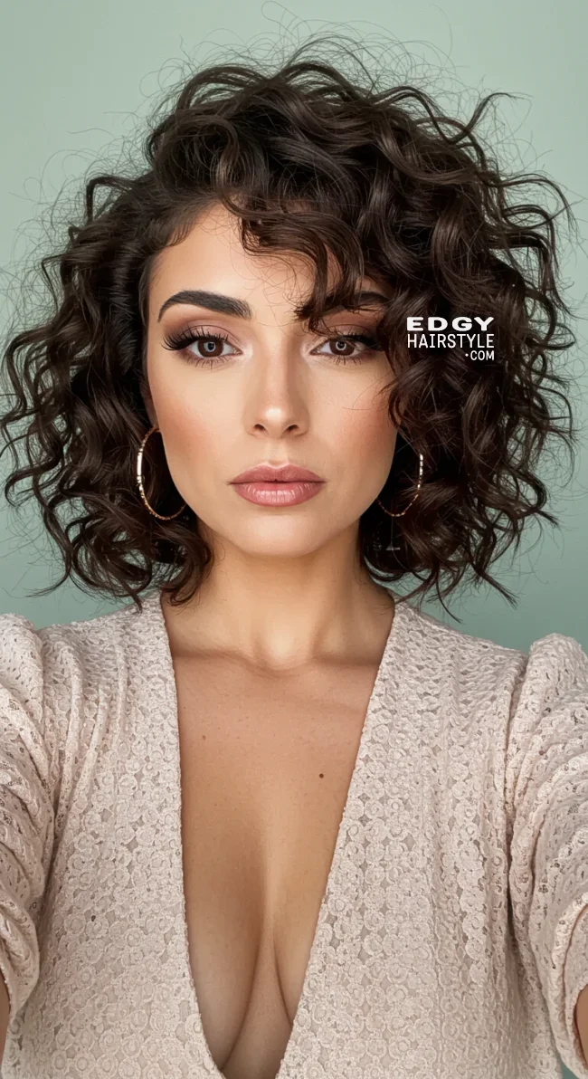 5. Curly Ponytail with Curtain Bangs | 15 Best Curly Hairstyles With Bangs For A Stunning Look!