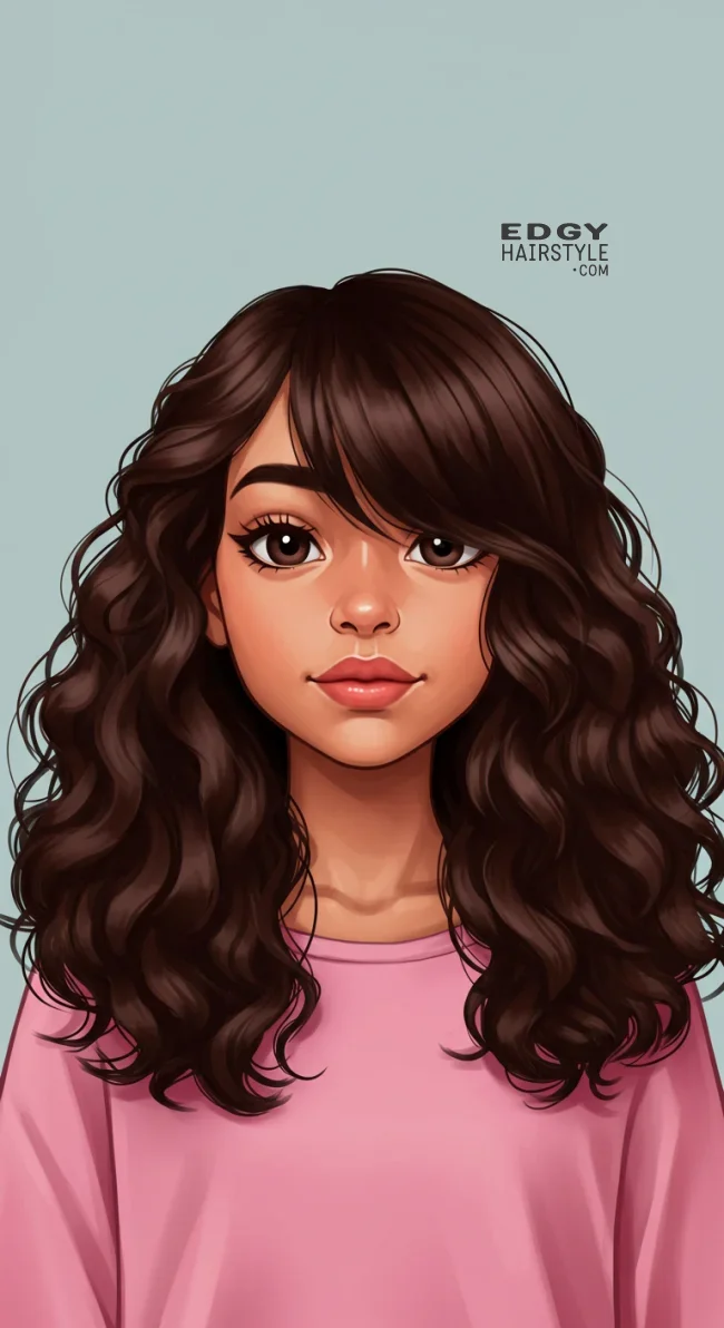 6. Side-Swept Bangs with Loose Curls | Stylish Hairstyles For Children - Adorable Trends