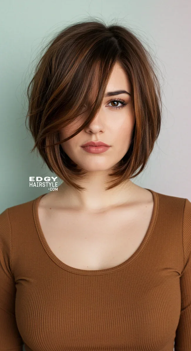 13. Side-Swept Fringe Bob | 15 Flattering Short Haircuts For Square Faces