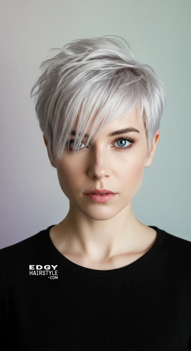 2. Modern Pixie with Side Bangs | 15 Flattering Short Haircuts For Square Faces