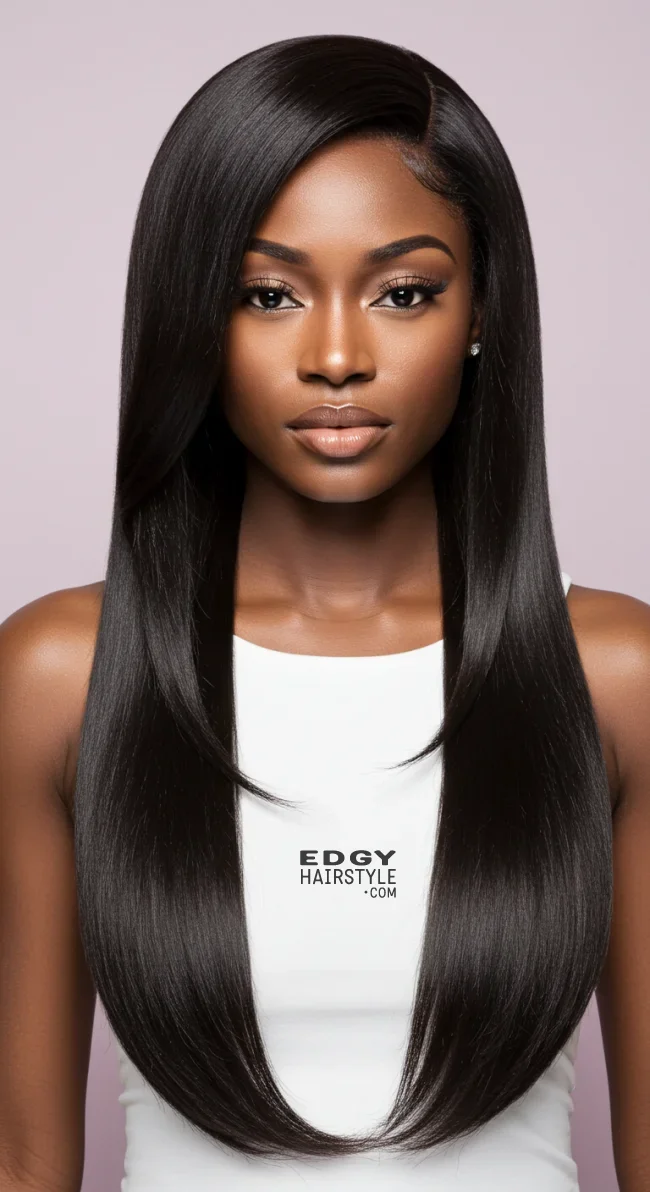 7. Side-Parted Straight Weave | 8 Quick Weave Hairstyles That Will Transform Your Style