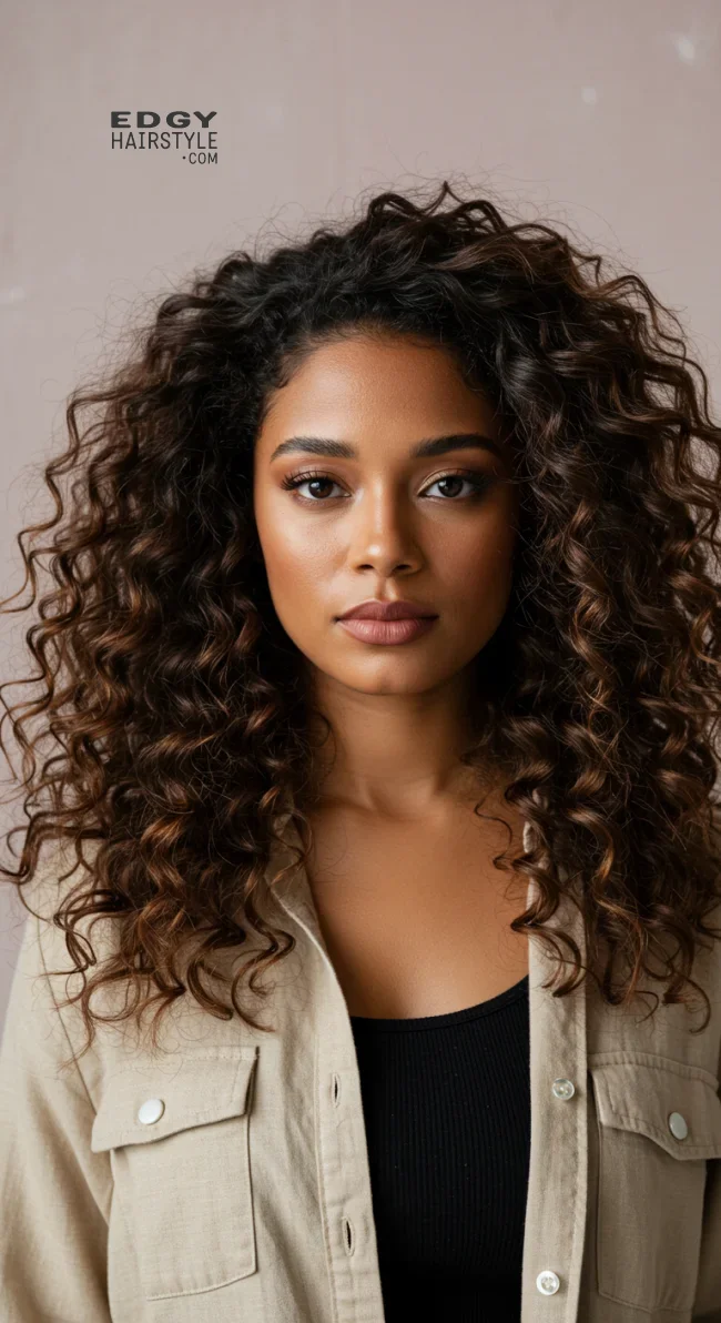 6. Deep Side Part with Loose Curls | 15 Hairstyle Ideas For Round Face And Thick Hair