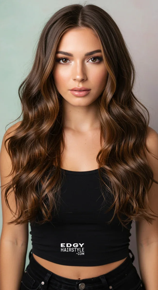 1. Long Layered Waves | 15 Hairstyle Ideas For Round Face And Thick Hair