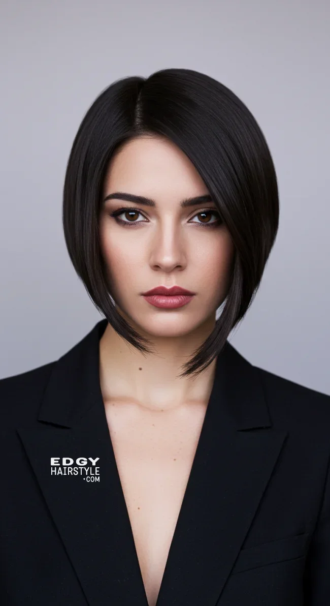 8. Asymmetrical Bob | 15 Hairstyle Ideas For Round Face And Thick Hair